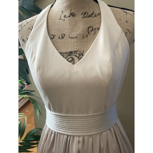 | White by Vera Wang | Halter V-Neck Bridesmaids Dress with Sash - Size 0 - Picture 6 of 13